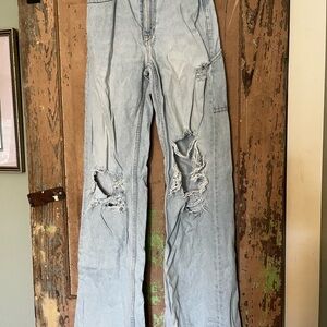 We The Free Light Blue Distressed Flare Jeans